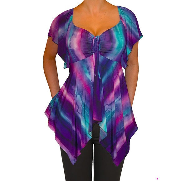 Funfash Tops - Funfash Plus Size Purple Empire Waist V Neck Top